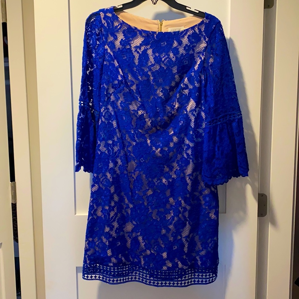 Eliza J dress, royal blue with cream lining. Beautiful lace detail